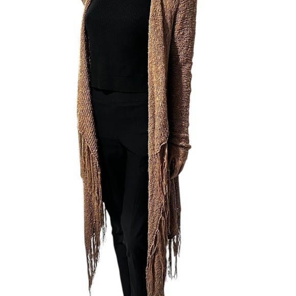 Fringed Tan Cardigan excellent for adding to your l outfits. - Picture 12 of 13